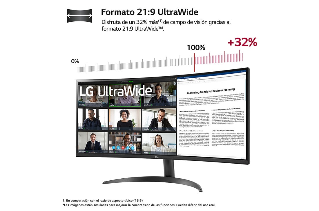 LG Monitor UltraWide 34'' │ Curvo │ HDR10, Life Style, 34WR50QK-B, thumbnail 2