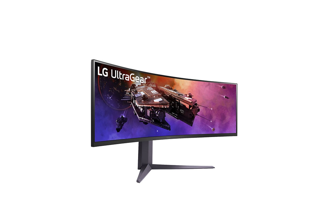 LG Monitor Gamer UltraGear 45'' │ Curvo │ 1 MS, +45 degree rotated front-side view, 45GR75DC-B, thumbnail 4