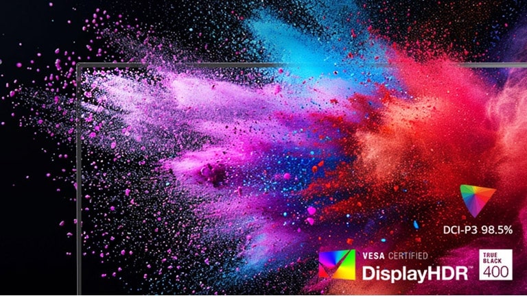 Tikroviškos „DisplayHDR True Black 400“ ir DCI-P3 98,5 % sukūriamos detalės.	