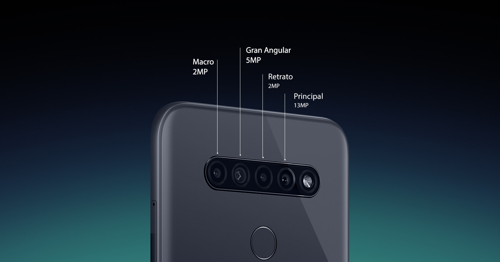 Vista posterior de Smartphone que muestra cuatro cámaras