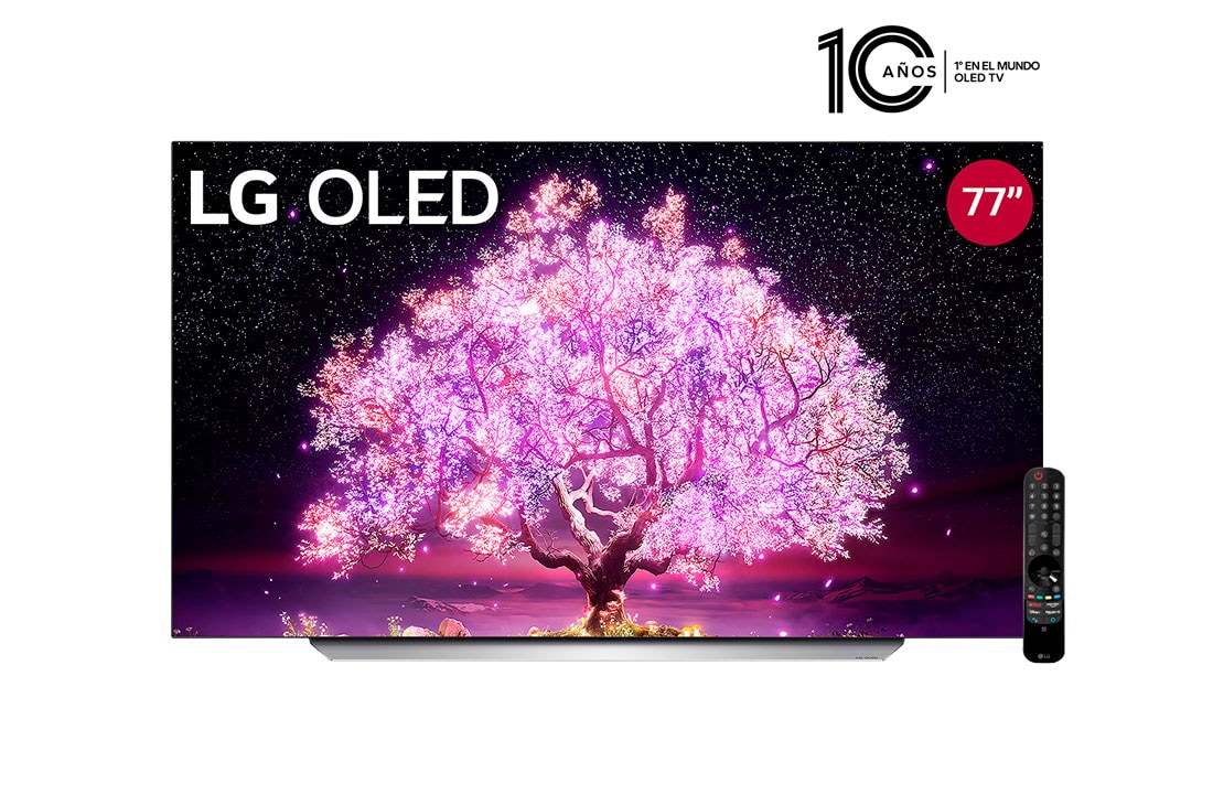 LG OLED C1 4K ThinQ AI 77'', vista frontal, OLED77C1PSA