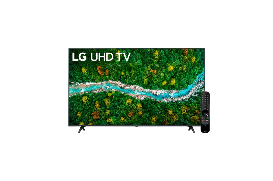 LG UHD LED ThinQ 4K 60'', vista frontal con imagen de relleno, 60UP7750PSB