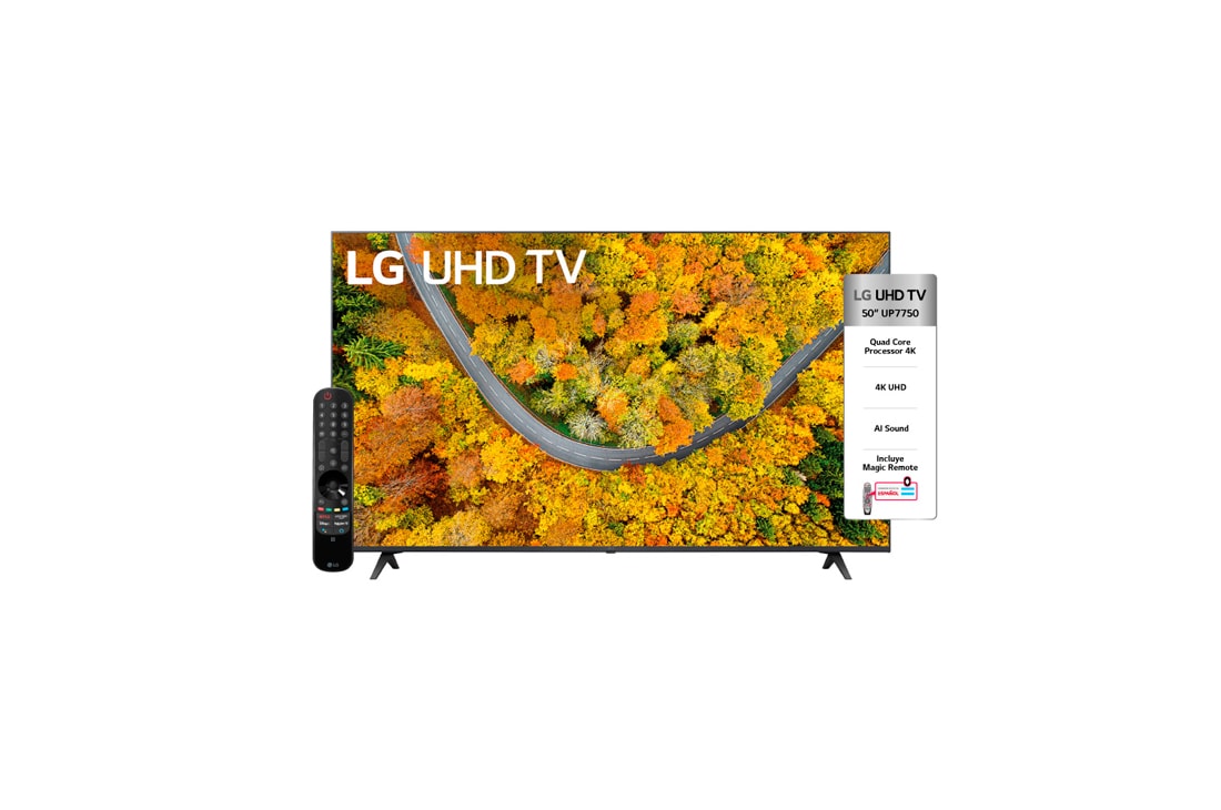 LG UHD AI ThinQ 4K 50'', Vista lateral con imagen de relleno de 30 grados, 50UP7750PSB, thumbnail 3