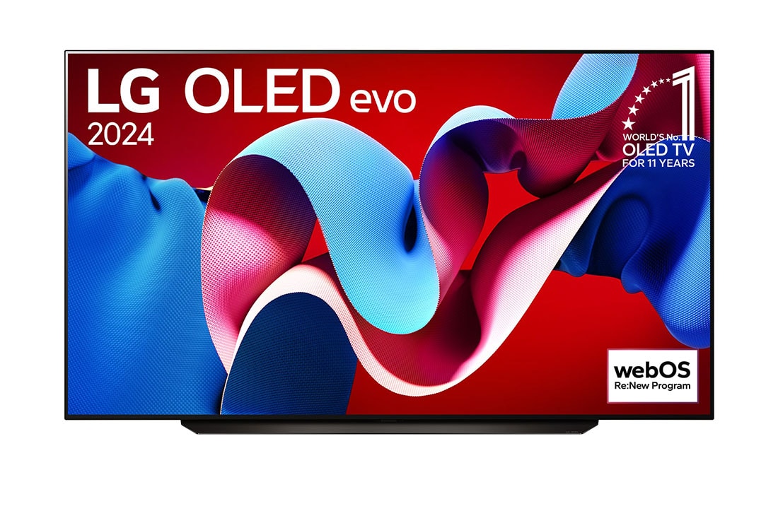 LG TV LG OLED evo AI 83'' │ Procesador Alpha 9 7ma gen AI, Front view with LG OLED evo TV, OLED C4, 11 Years of world number 1 OLED Emblem and webOS Re:New Program logo on screen, OLED83C4PSA, thumbnail 2