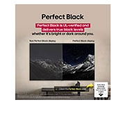 LG TV LG OLED AI 65'' | Procesador Alpha 8 AI Gen2, Sala de estar con una LG OLED TV montada en la pared. En la TV, se muestra una cadena montañosa bajo un cielo nocturno oscuro lleno de estrellas. Esta escena está dividida a la mitad para mostrar cómo, OLED65B5PSA, thumbnail 6