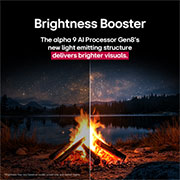 LG TV LG OLED AI 83'' | Procesador Alpha 9 AI Gen8, Fogata nocturna en plena naturaleza. A lo lejos se observa un bosque y un lago. El cielo nocturno está lleno de estrellas. Toda la escena está dividida por la mitad. Un lado es más oscuro y opaco., OLED83C5PSA, thumbnail 6