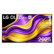 LG TV LG OLED AI 77'' | Procesador Alpha 11 AI Gen 2, Front view of LG OLED evo AI G5 4K Smart TV. 12 Years of world number 1 OLED emblem and LG OLED evo AI 2025 logo are on the screen., OLED77G5PSA, thumbnail 1