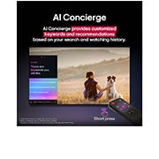 LG TV LG OLED AI 77'' | Procesador Alpha 11 AI Gen 2, LG AI Magic Remote with the AI button highlighted. Around it are the different functionalities that a user can access from the button. AI Voice ID, AI Search, AI Chatbot, AI Concierge, AI Picture Wiza, OLED77G5PSA, thumbnail 11