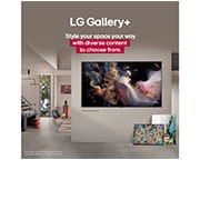 LG TV LG OLED AI 77'' | Procesador Alpha 11 AI Gen 2, Wide view of a living room inside a premium home, a man is watching a movie on his wall-mounted LG OLED TV. The TV's design blends elegantly with the wall and the interior design., OLED77G5PSA, thumbnail 13