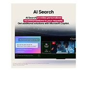 LG TV LG OLED AI 65'' | Procesador Alpha 11 AI Gen 2, LG AI Magic Remote with the AI button highlighted. Around it are the different functionalities that a user can access from the button. AI Voice ID, AI Search, AI Chatbot, AI Concierge, AI Picture Wiza, OLED65G5PSA, thumbnail 11