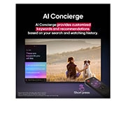 LG TV LG OLED AI 65'' | Procesador Alpha 11 AI Gen 2, Close-up of an LG OLED TV screen showing how AI Search works. A small chat window is open showing how the user asked for what sports games are available. AI search responded via chat and by showing th, OLED65G5PSA, thumbnail 12