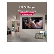 LG TV LG OLED AI 65'' | Procesador Alpha 11 AI Gen 2, Interior de un hogar sofisticado. Se exhiben muchas obras de arte diferentes. En la pared central hay una LG TV con obras de arte en la pantalla. La TV parare un cuadro de museo., OLED65G5PSA, thumbnail 14