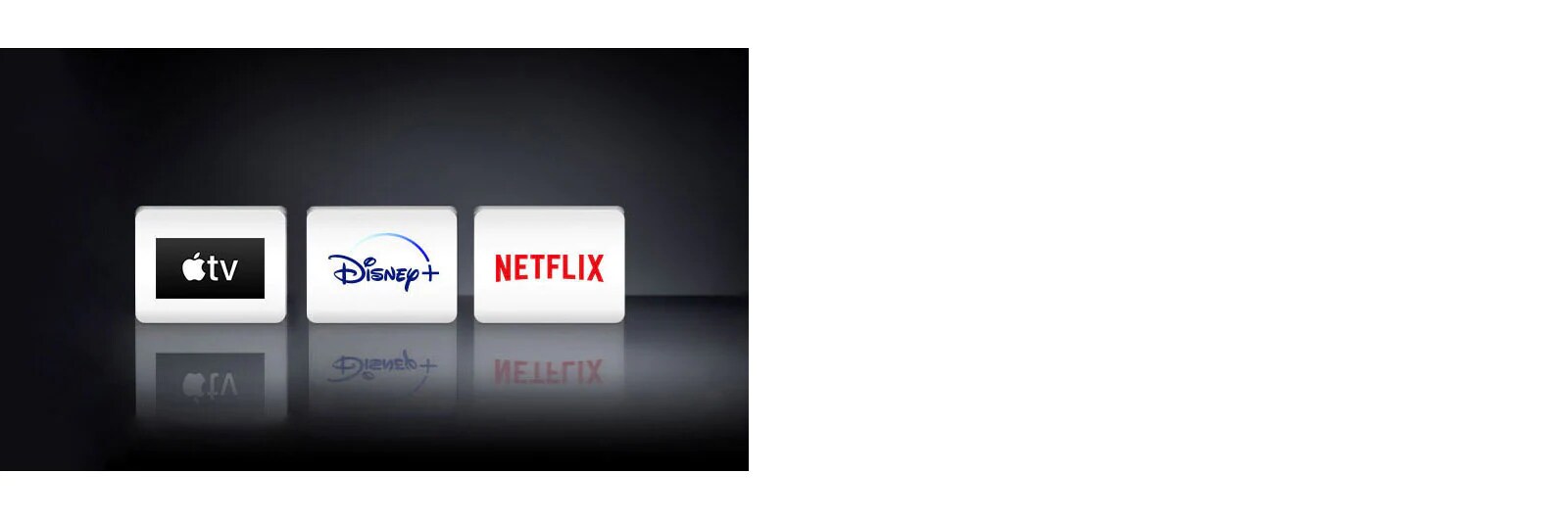 3 logotipos: La aplicación Apple TV, Disney+ y Netflix
