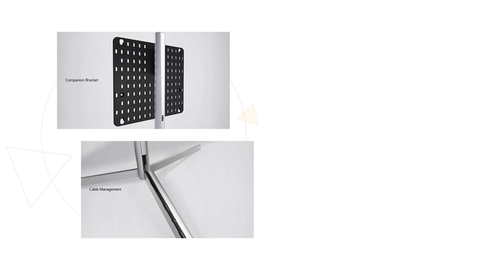 Esta es una imagen del soporte complementario y de la organización de los cables.