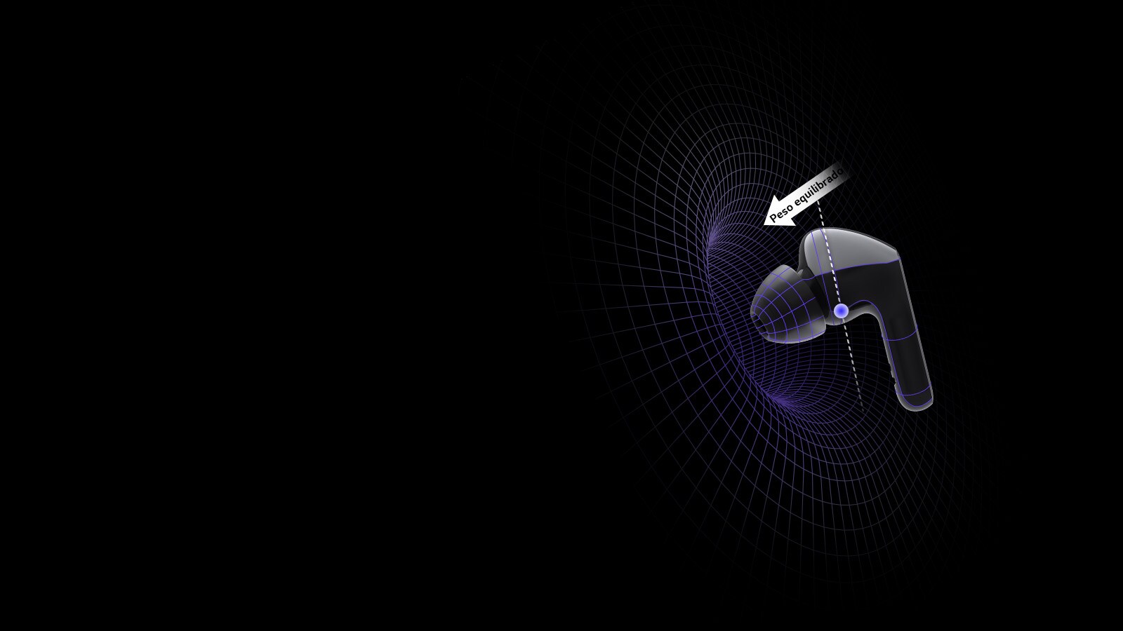 Imagen de los auriculares true wireless flotando sobre un fondo abstracto.