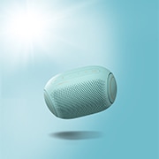 LG XBOOMGo PL2B Bluetooth Speaker, Eine Vorderansicht eines LG XBOOM Go, der nach links geneigt ist und in der Luft schwebt, PL2B, thumbnail 3