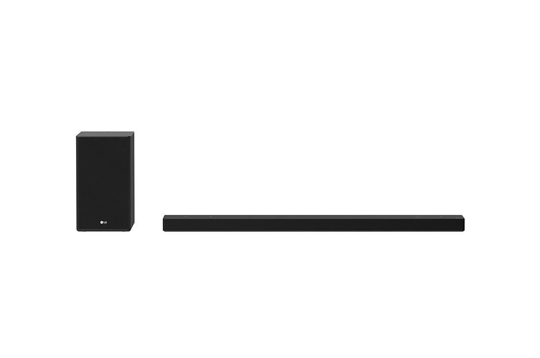LG 5.1.2. Dolby Atmos® Soundbar mit 520 Watt und drahtlosem Subwoofer | LG DSP9YA, Vorderansicht mit Subwoofer, DSP9YA