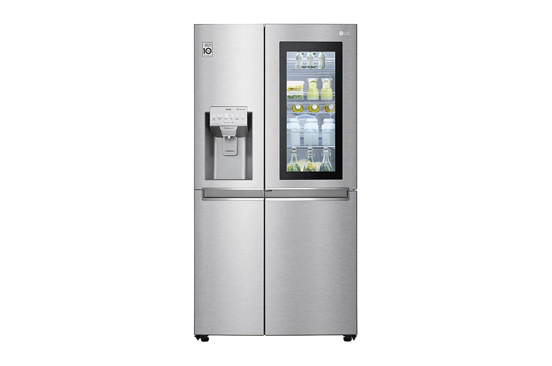 LG Side-by-Side mit InstaView Door-in-Door™ | 625 Liter Kapazität | Eis-, Crushed Ice-und Wasserspender | kein Festwasseranschluss | Total No Frost, GSX971NEAE