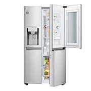 LG Side-by-Side mit InstaView Door-in-Door™ | 625 Liter Kapazität | Eis-, Crushed Ice-und Wasserspender | kein Festwasseranschluss | Total No Frost, GSX971NEAE, thumbnail 3