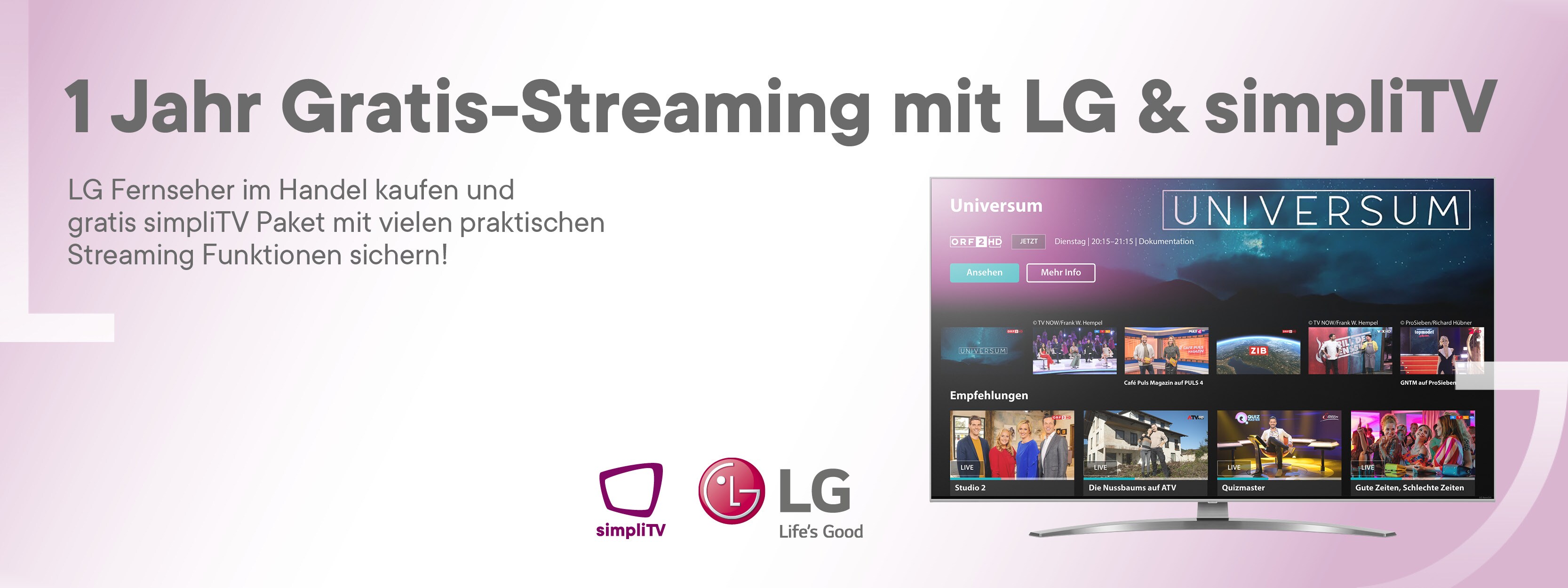 1 Jahr Gratis-Streaming  mit LG & simpliTV