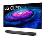LG 65“ LG OLED TV, 30 degree side view with infill image, OLED65WX9LA, thumbnail 3