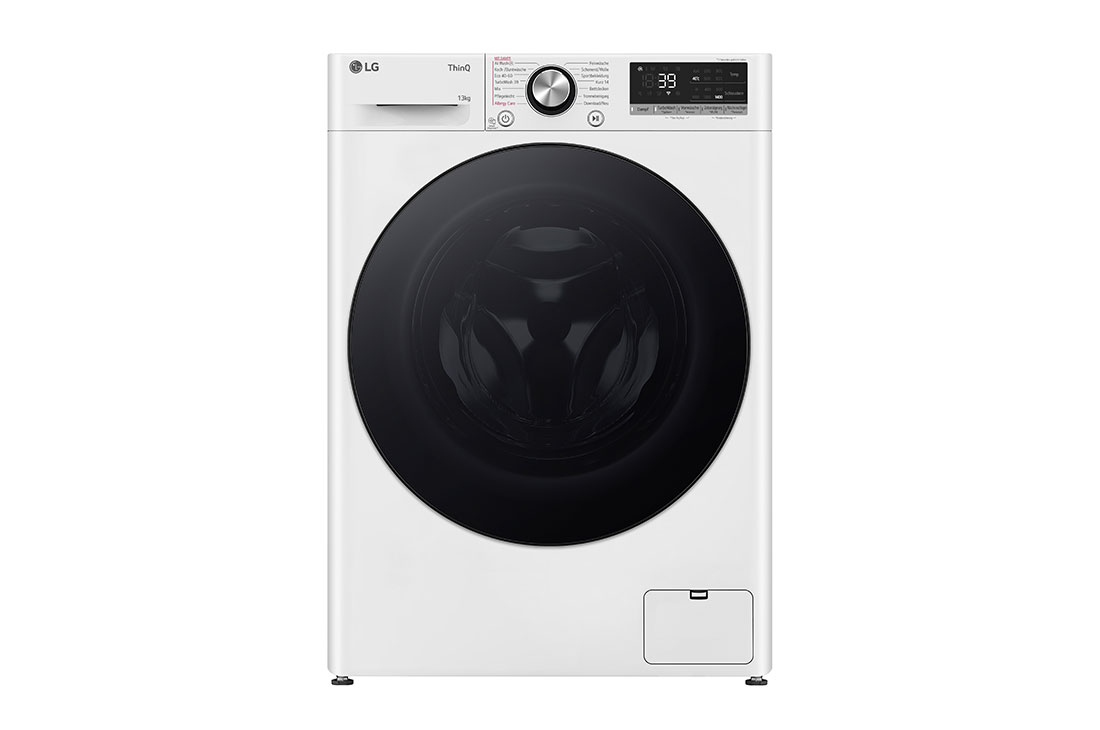 LG Waschmaschine mit 13 kg Kapazität | EEK A | 1.400 U./Min. | Weiß mit schwarzem Bullaugenring | F4WR703Y, Vorderseite , F4WR703Y