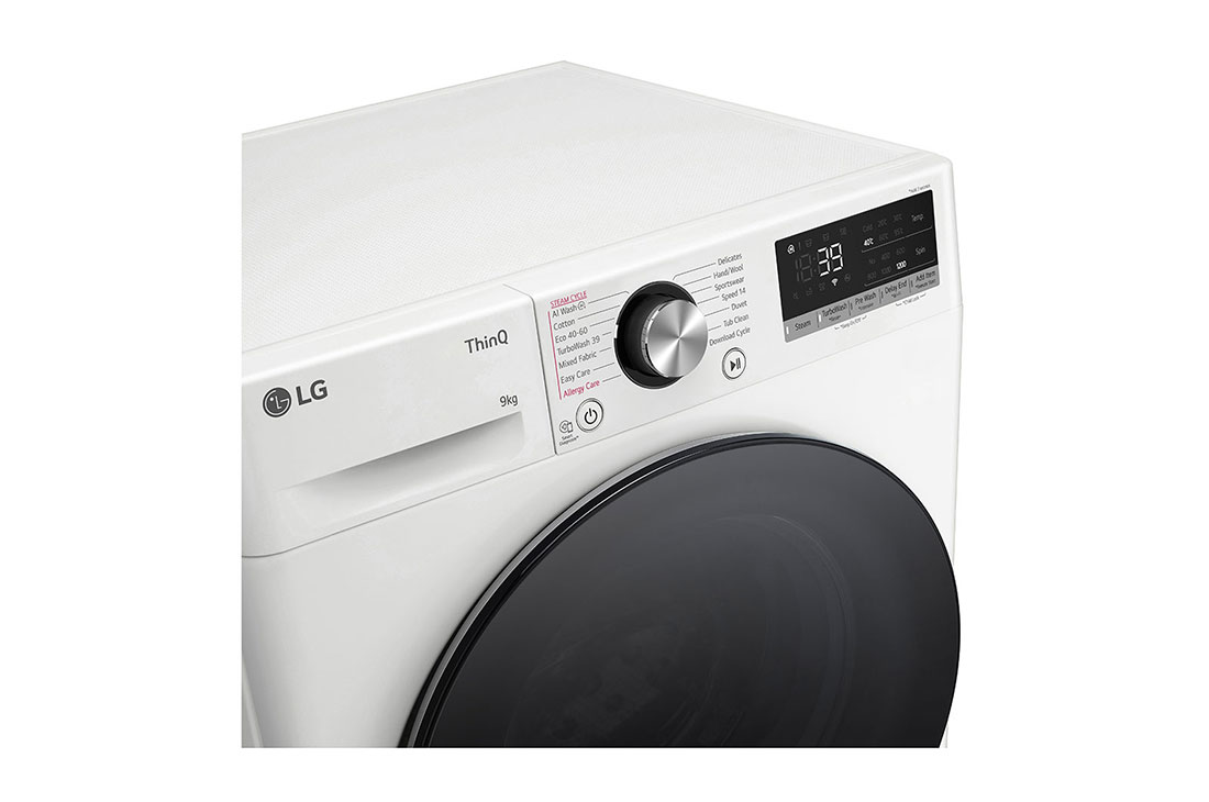 Waschmaschine mit 9 kg Kapazität | Slim Fit | EEK A | 1200 U./Min. | Weiß  mit schwarzem Bullaugenring | F2V7SLIM9 | LG Österreich