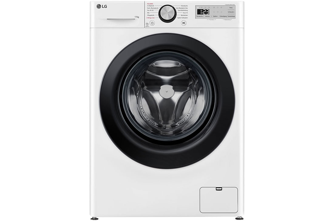 LG Waschmaschine mit 11 kg Kapazität | EEK A | 1.400 U./Min. | Weiß mit schwarzem Bullaugenring | F4WR4911P, Vorderseite , F4WR4911P