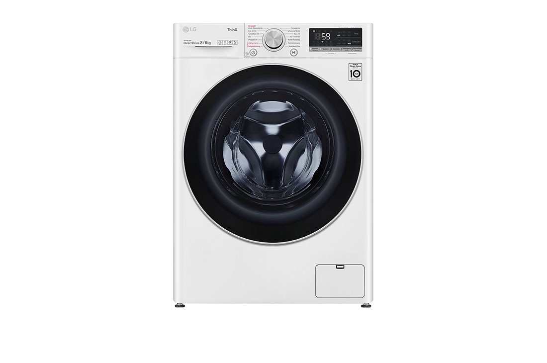 LG Waschtrockner mit AI DD™ | 8 kg Waschen | 6 kg Trocknen | 1400 U/Min | Steam | TurboWash™ | Neue Wohlfühl-Trommel | LG V4WD860B, V4WD860B, V4WD860B