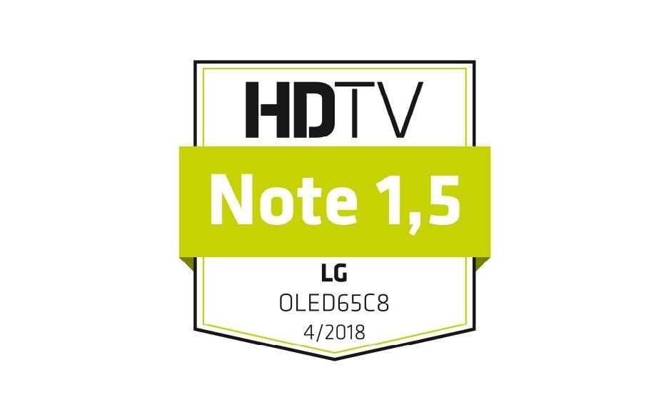 HDTV Auszeichnung des LG 65 C8 OLED TVs mit der Note 1,5