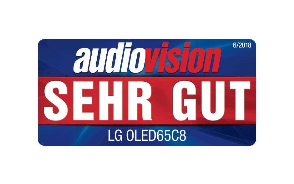 Audiovision Auszeichnung des LG OLED 65 C8 TVs mit der Note Sehr Gut