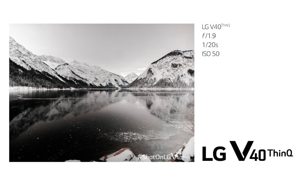 A shot taken with the LG V40ThinQ of a stunning icy lake in Tyrol during winter | More at LG MAGAZINE