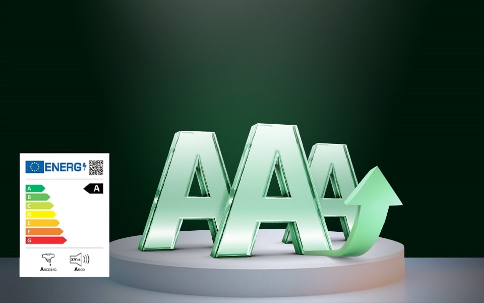 An image of Energy label with AAA letters in the background.