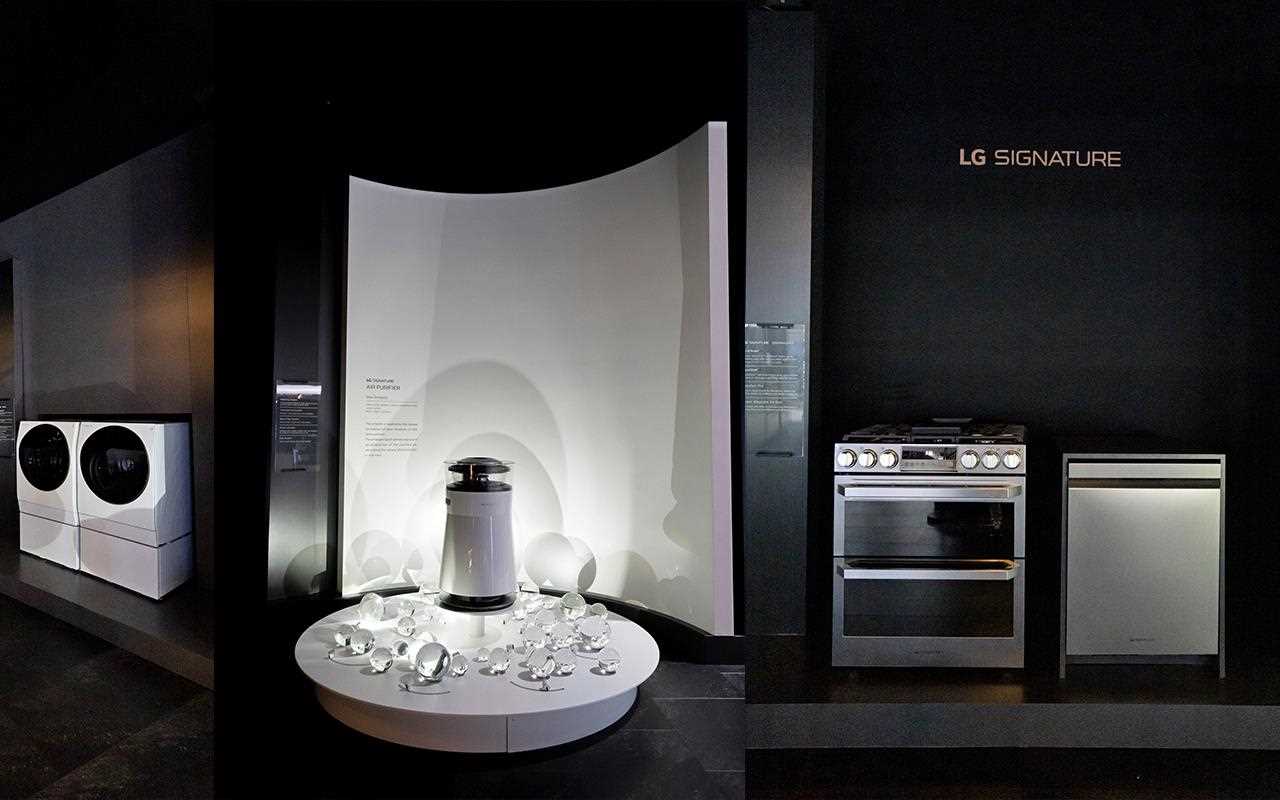 Die LG SIGNATURE Kollektion auf der CES 2019, inklusive Waschmaschine und Trockner, Luftreiniger, Ofen und Geschirrspüler | Mehr dazu im LG MAGAZINE