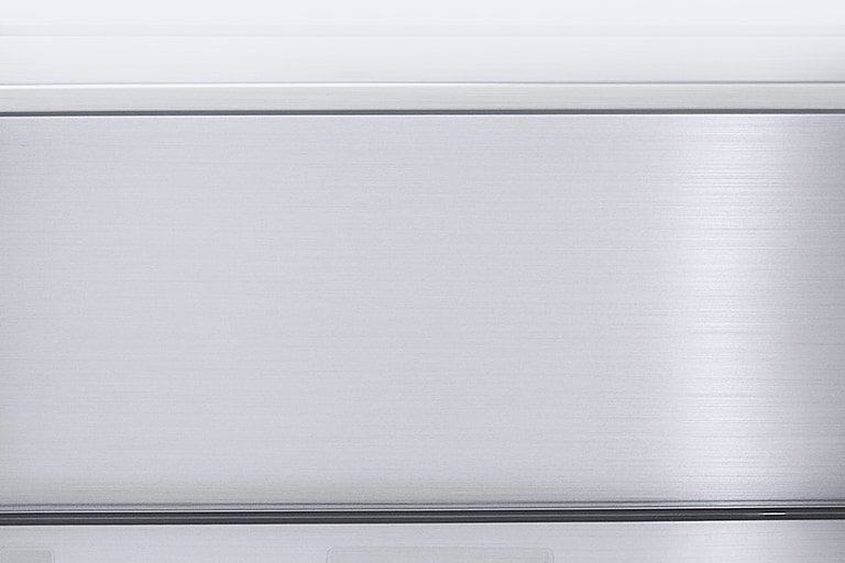 Close-up of metal fresh label inside the refrigerator.