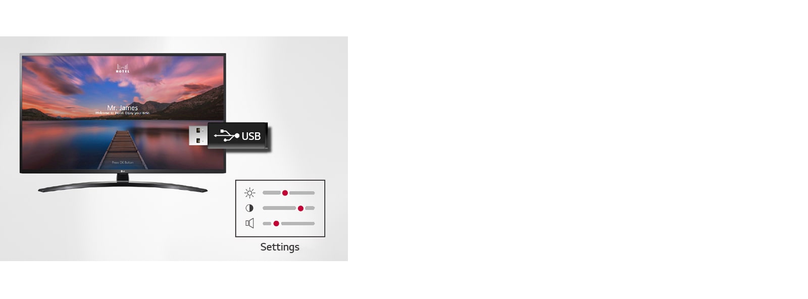 Setting data of the display can be stored on USB and transmitted to other displays.