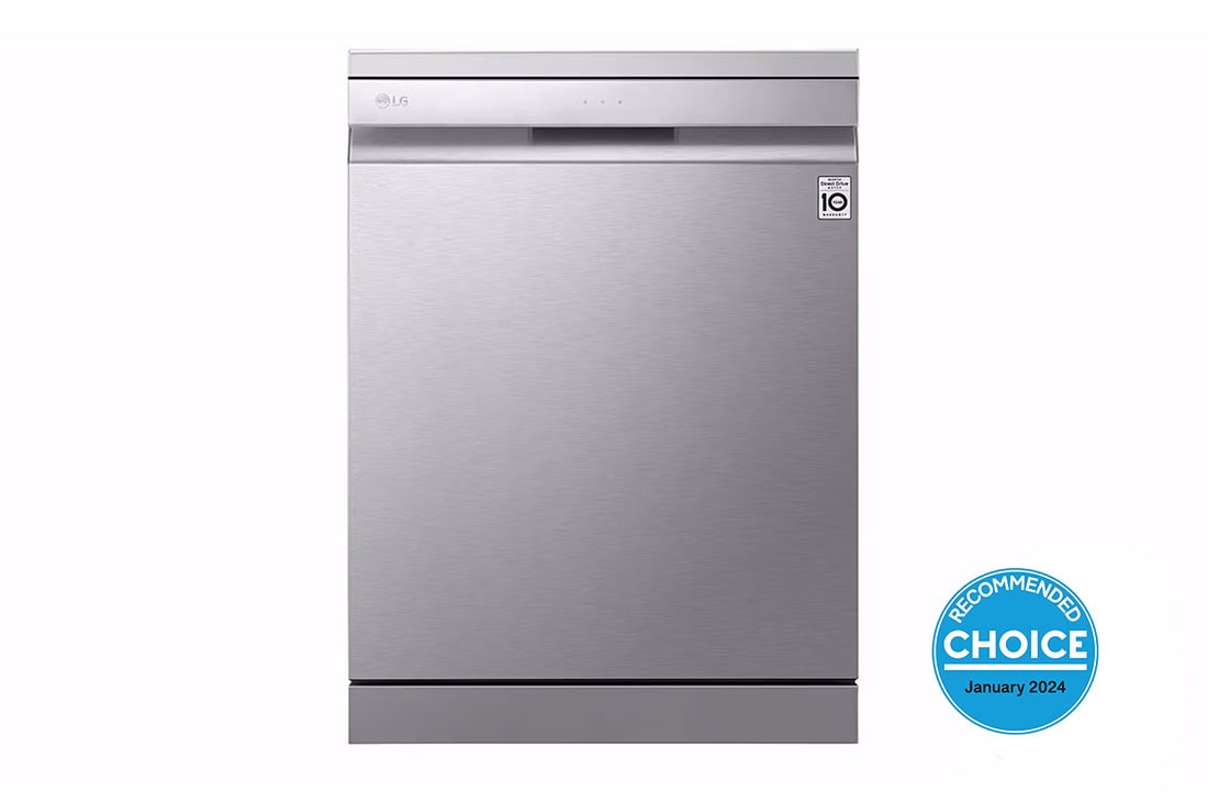 LG 15 Place QuadWash® Dishwasher with Auto Open Dry in Noble Steel Finish - Free Standing, Front view, XD3A15NS