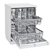 LG 14 Place QuadWash® Dishwasher Finished in White with TrueSteam™ - Free Standing, left side view, XD4B24WH, thumbnail 4