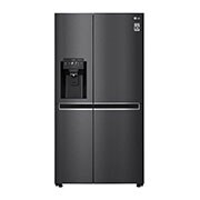 LG 625L Side by Side Fridge with Non-Plumbed Ice & Water Dispenser in Matte Black Finish, Front view, GS-L668MBNL, thumbnail 1