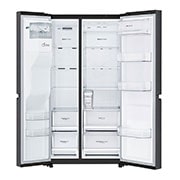 LG 625L Side by Side Fridge with Non-Plumbed Ice & Water Dispenser in Matte Black Finish, Front view without open food, GS-L668MBNL, thumbnail 3