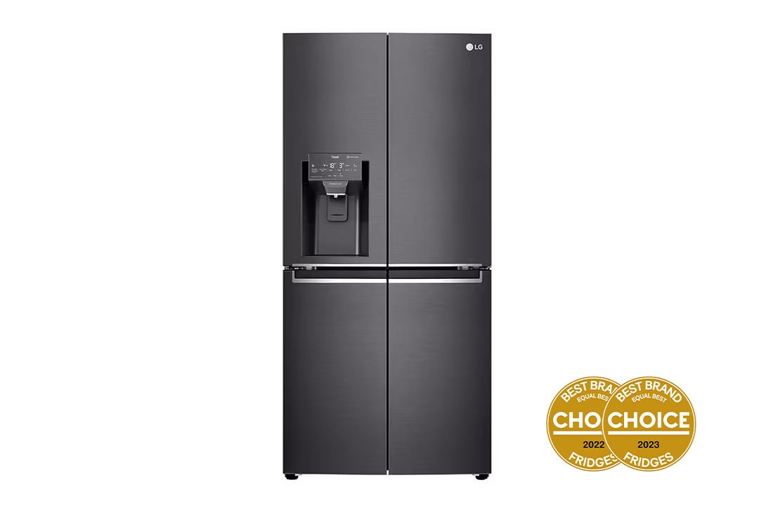 LG 506L Black French Door Fridge with Water & Ice Dispenser, Front view, GF-L570MBNL