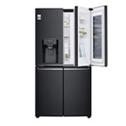LG 847L French Door Fridge in Matte Black Finish, front did open food view, GF-V910MBLC, thumbnail 2