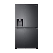 LG 635L Side by Side Fridge in Matte Black Finish, front did open food view, GS-D635MBLC, thumbnail 2