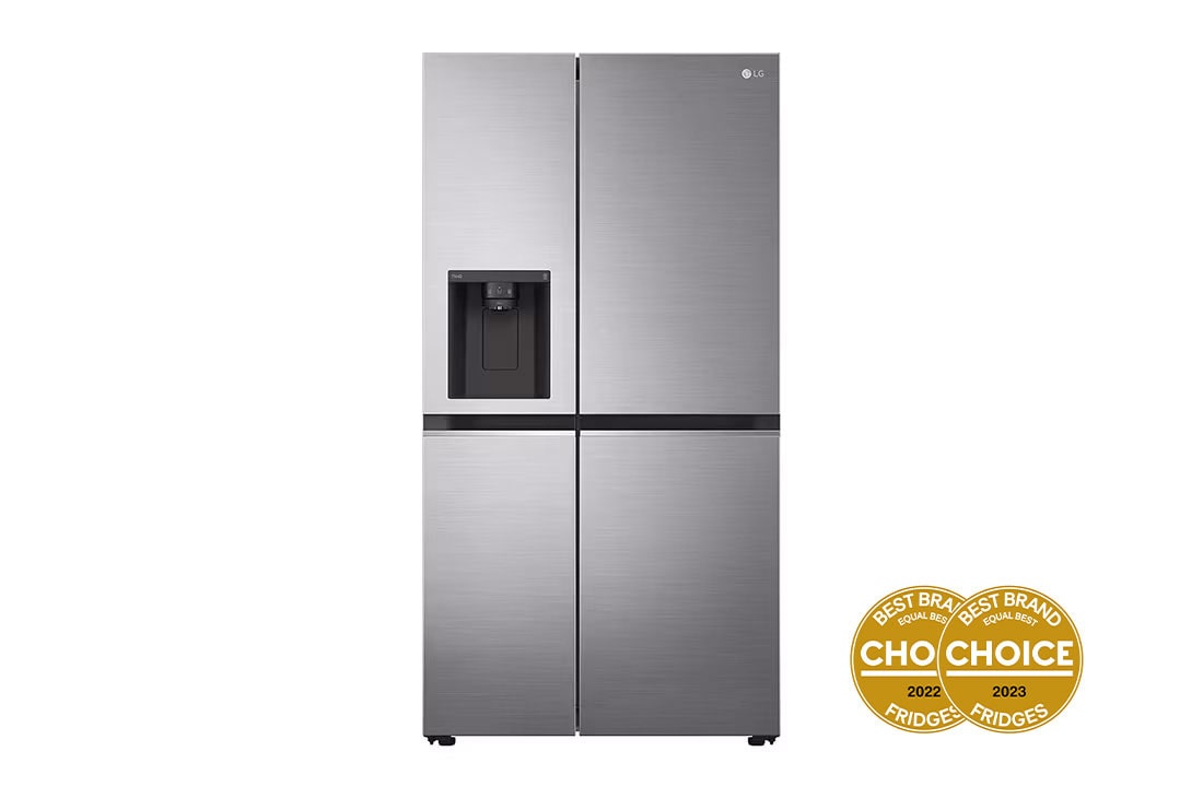 LG 635L Side by Side Fridge in Stainless Finish, front view, GS-N635PL