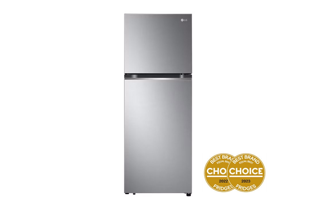 LG 315L Top Mount Fridge in Stainless Finish, front view, GT-3S