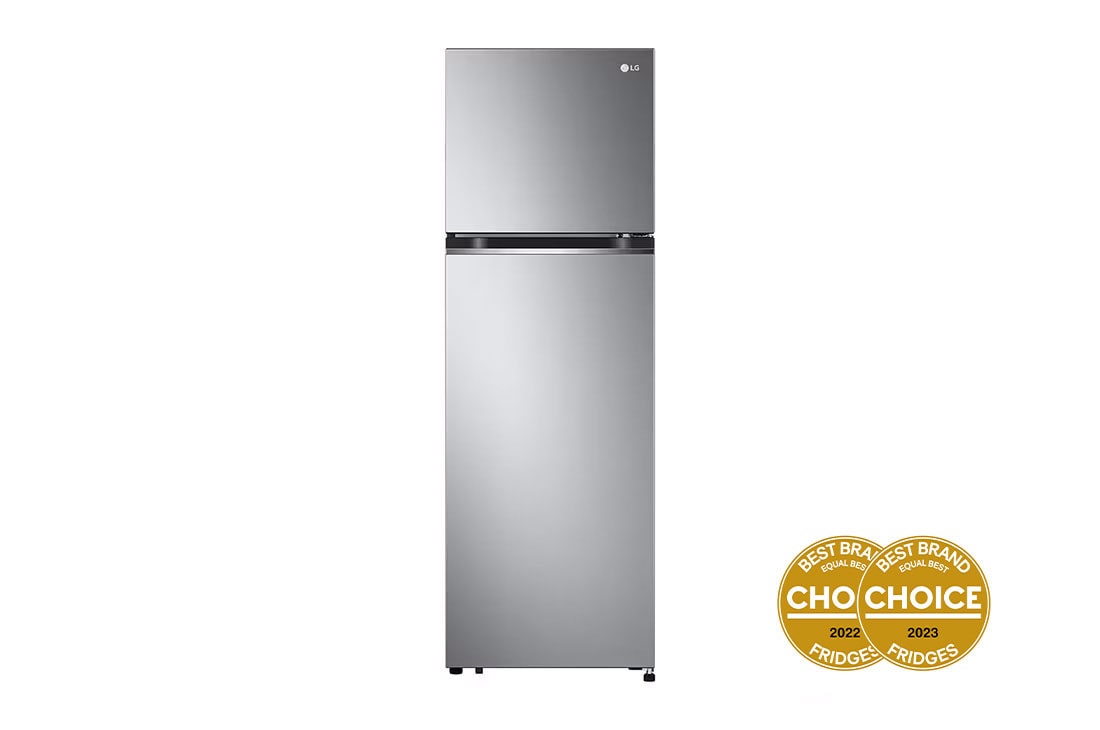 LG 266L Top Mount Fridge in Stainless Finish, front view, GT-2S