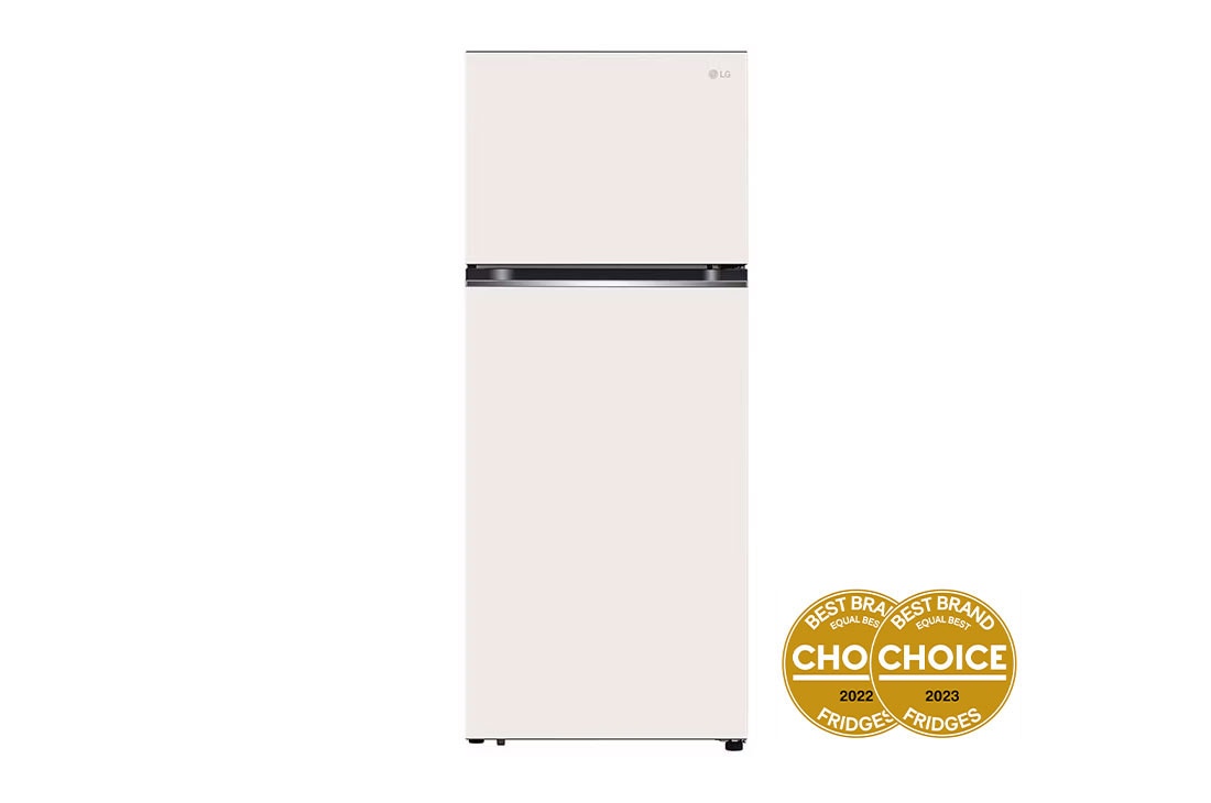 LG 395L Top Mount Fridge in Natural Beige Finish, front view, GT-6NB