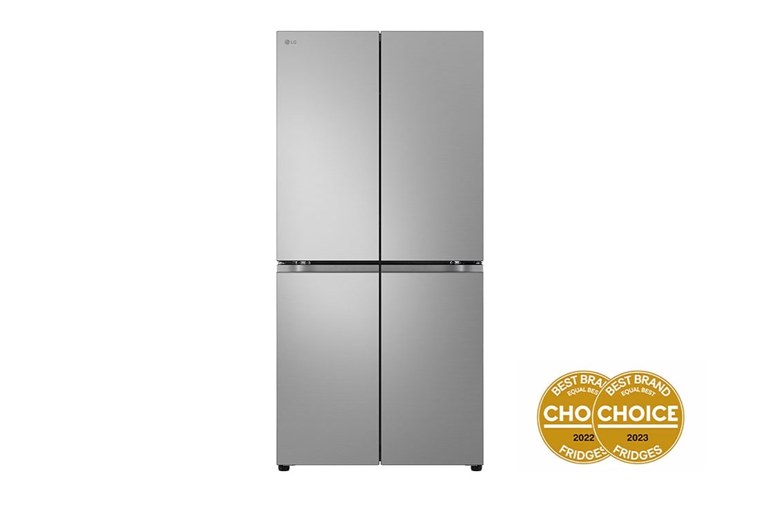 LG 530L Slim French Door Fridge in Stainless Finish, Front view, GF-B505PL