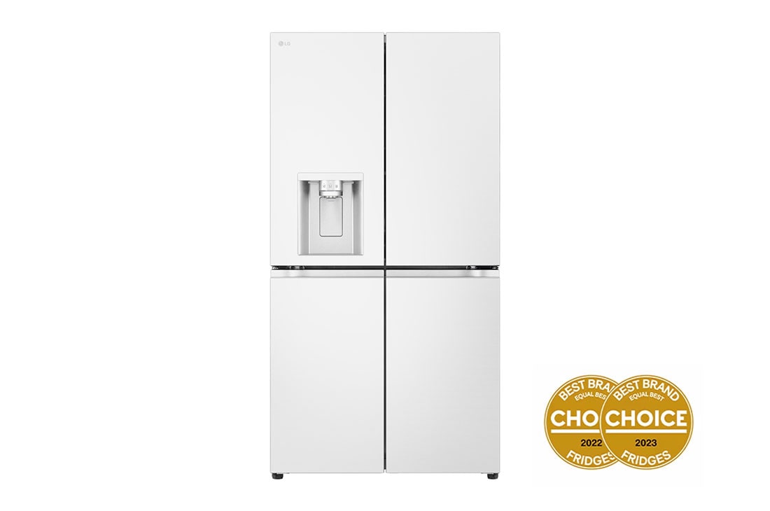 LG 637L French Door Fridge in Essence Matte White Finish, front view, GF-L700MWH
