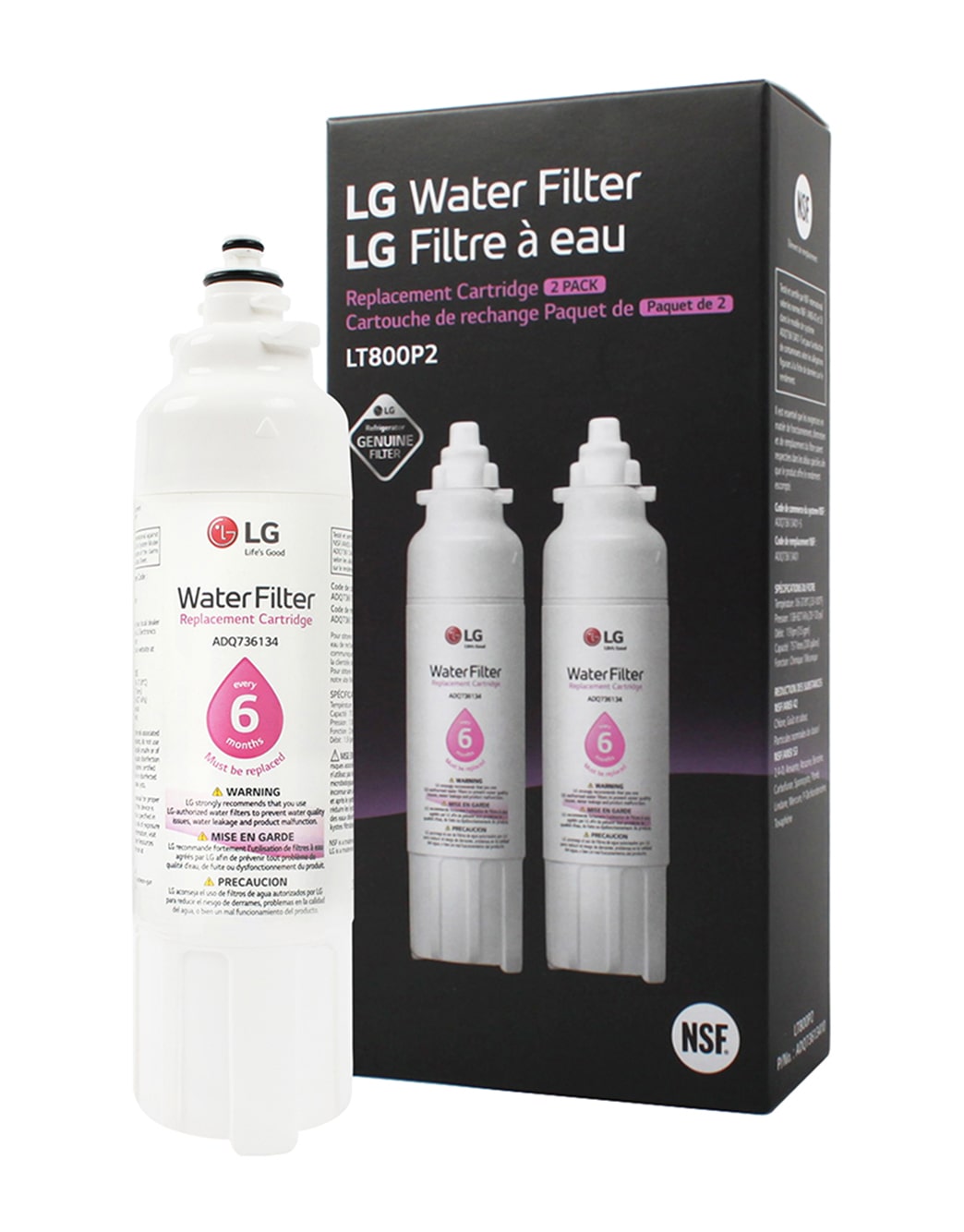 LG LT800P2 Water Filter Replacement Cartridge (2 pack)
